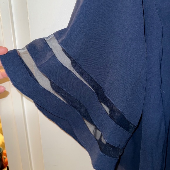 Beautiful navy off shoulder, flared sleeve women’s blouse - Picture 2 of 3